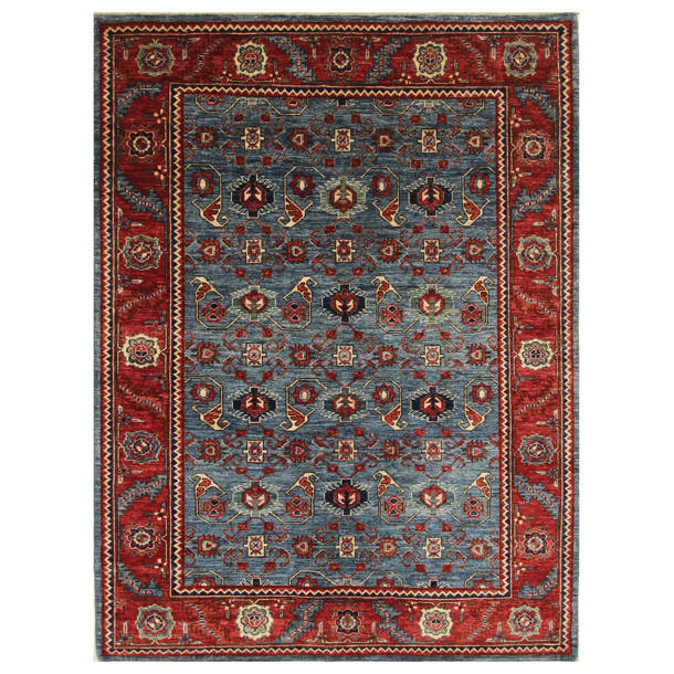 Bokara Rug Co., Inc. Aryana Handwoven HighQuality Red/Blue/Ivory Area